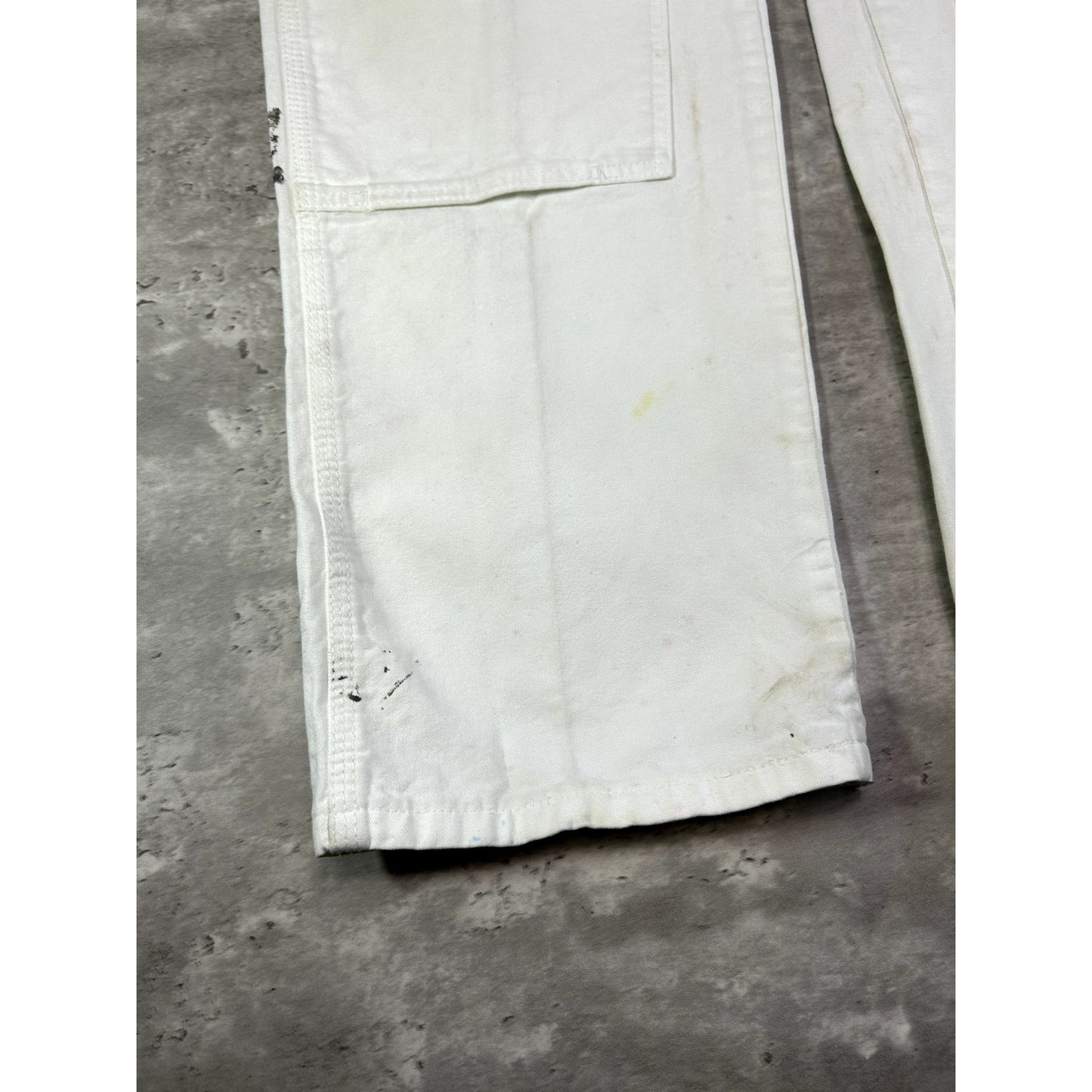 Vintage Dickies Canvas Work Wear Painters Double Knee Pants Size 36W White