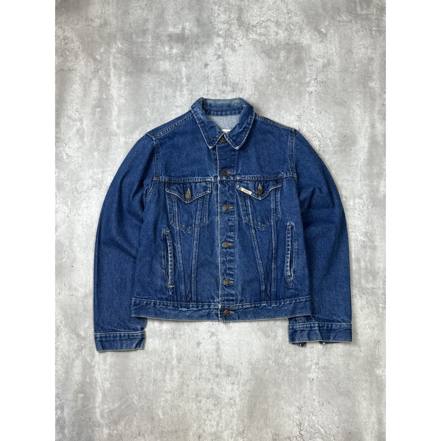 Vintage 80s/90s Dark Wash Denim Western Style Trucker Jacket Size Small