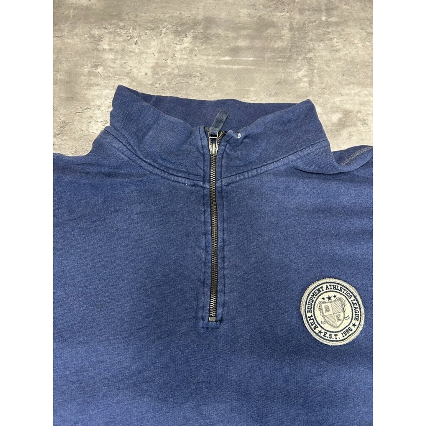 Vintage B.U.M Equipment Embroidered Crest Patch 3/4 Zip Sweatshirt Size 2XL