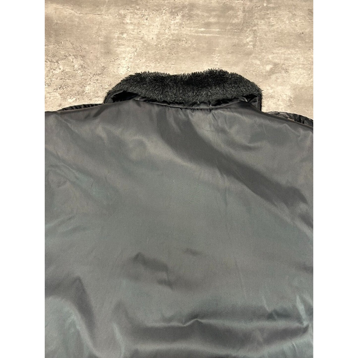 Vintage 80s Dickies Sherpa Collar Full Zip Pilots Bomber Jacket Size XL Black