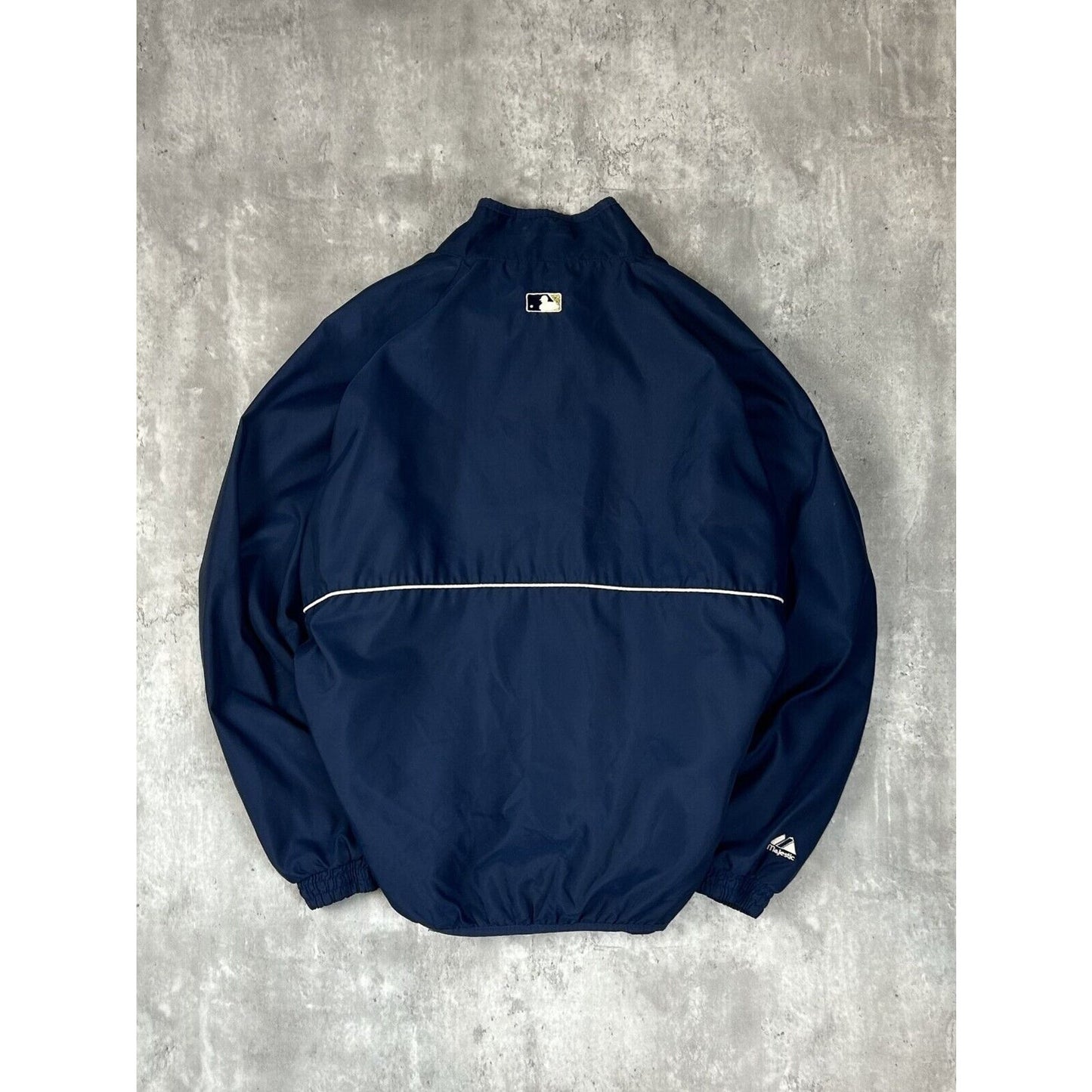 Milwaukee Brewers MLB Embroidered Logo 1/4 Logo Nylon Jacket Size XL