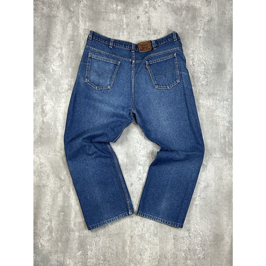 Vintage 90s Levis Orange Tab Dark Wash Wide Leg Denim Pants Size 42 Blue