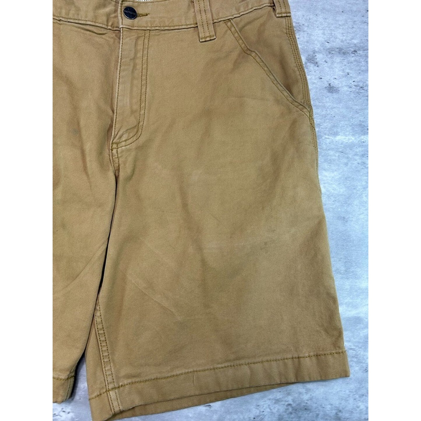 Carhartt Relaxed Fit Canvas Workwear Five Pocket Shorts Size 35 Beige