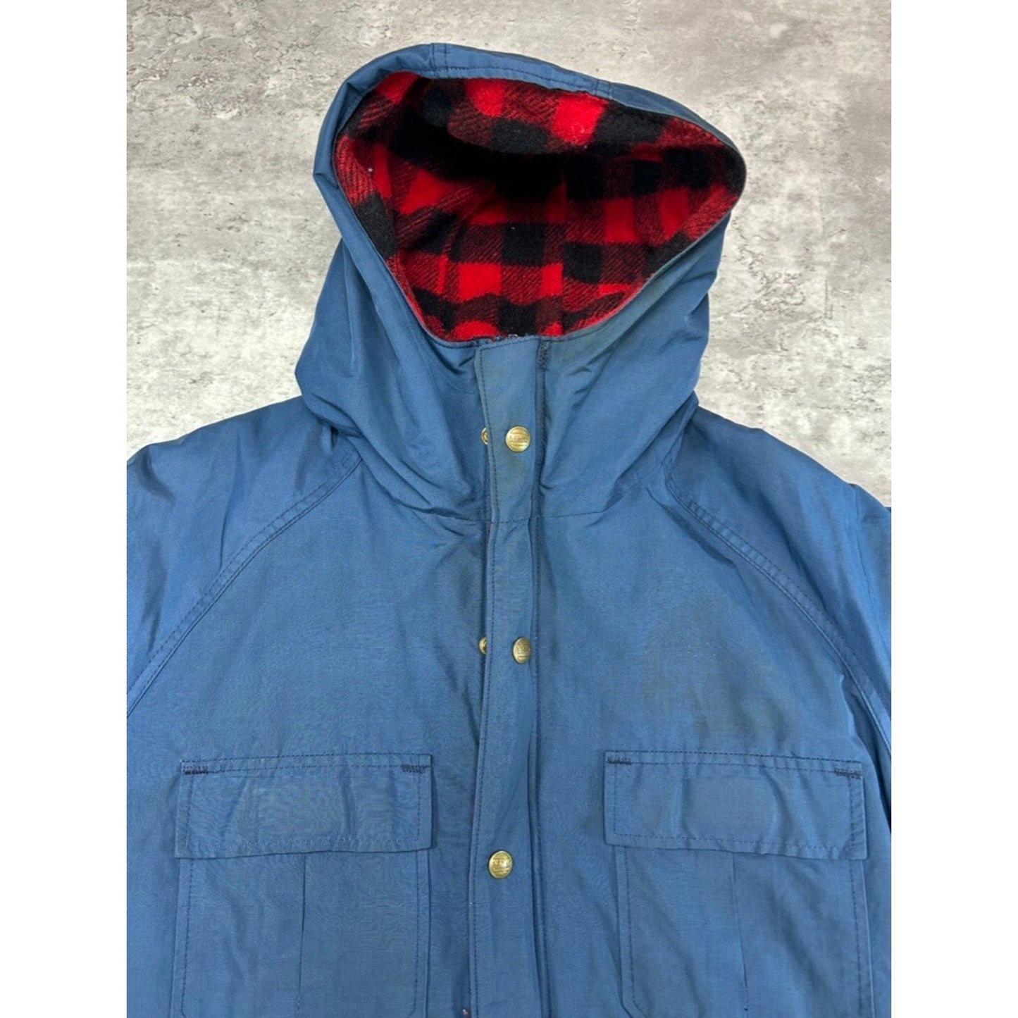 Vintage 90s Womens L.L. Bean Plaid Lined Hooded Parka Long Jacket Size Medium