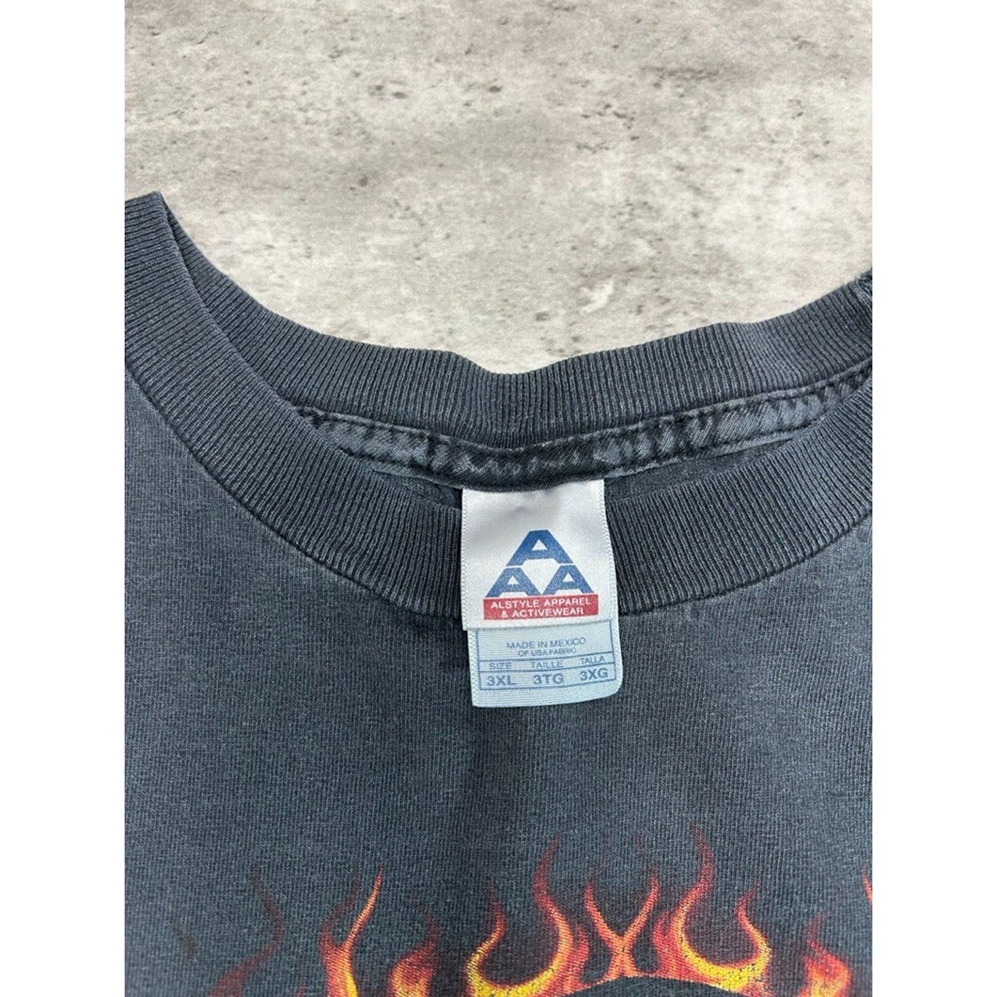 Vintage Y2K Flame Skull Sleeve Graphic Long Sleeve T-Shirt Size XXXL Black