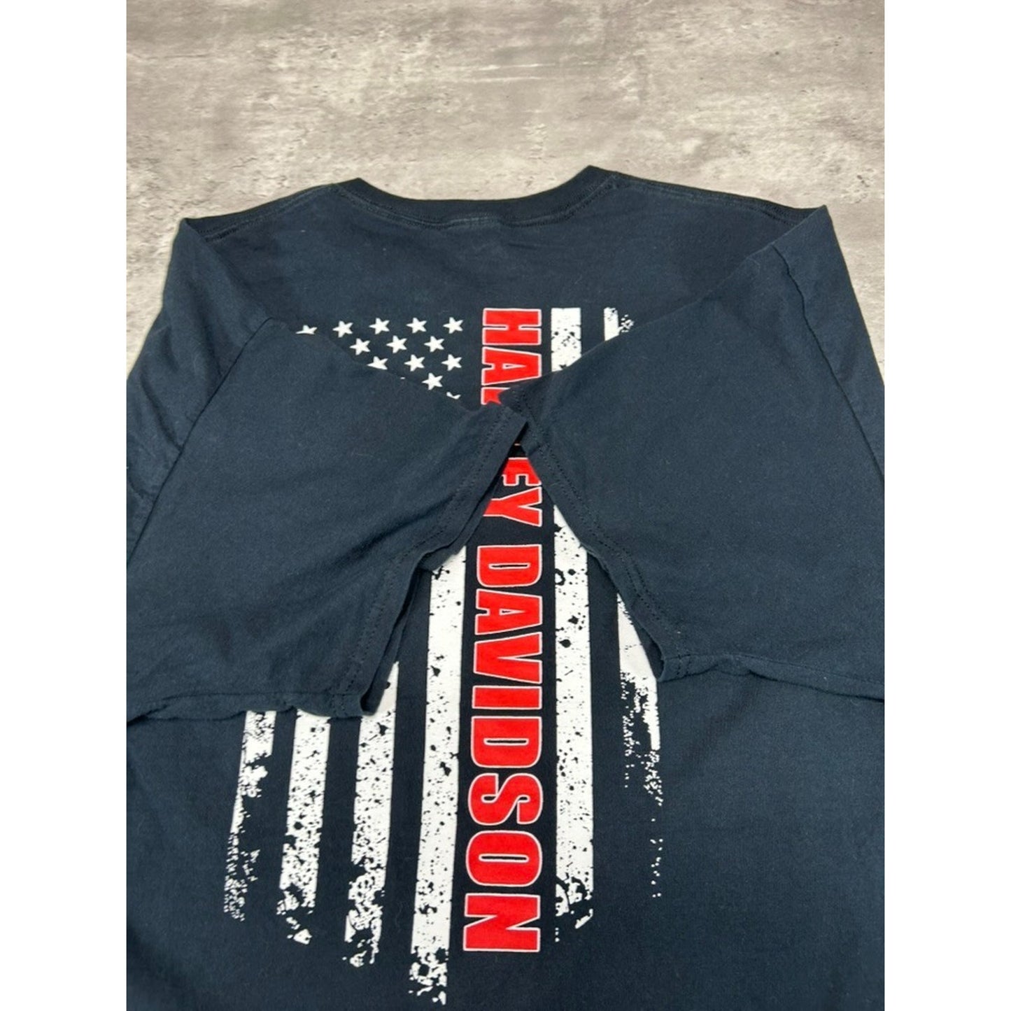 Vintage Harley Davidson American Flag skull Graphic T-Shirt Size 2XL Black