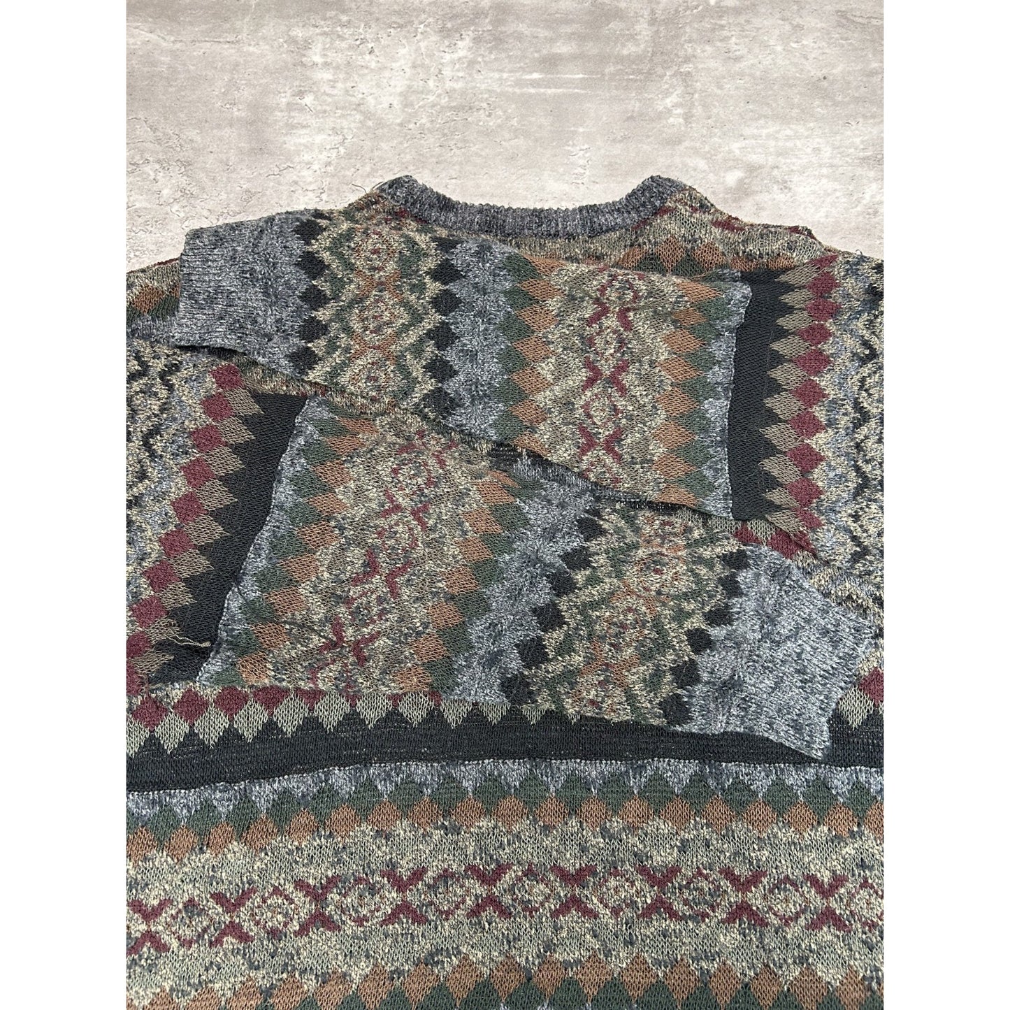 Vintage Geoffrey Beene Abstract Striped Pullover Ribbed Knit Sweater Size XXL
