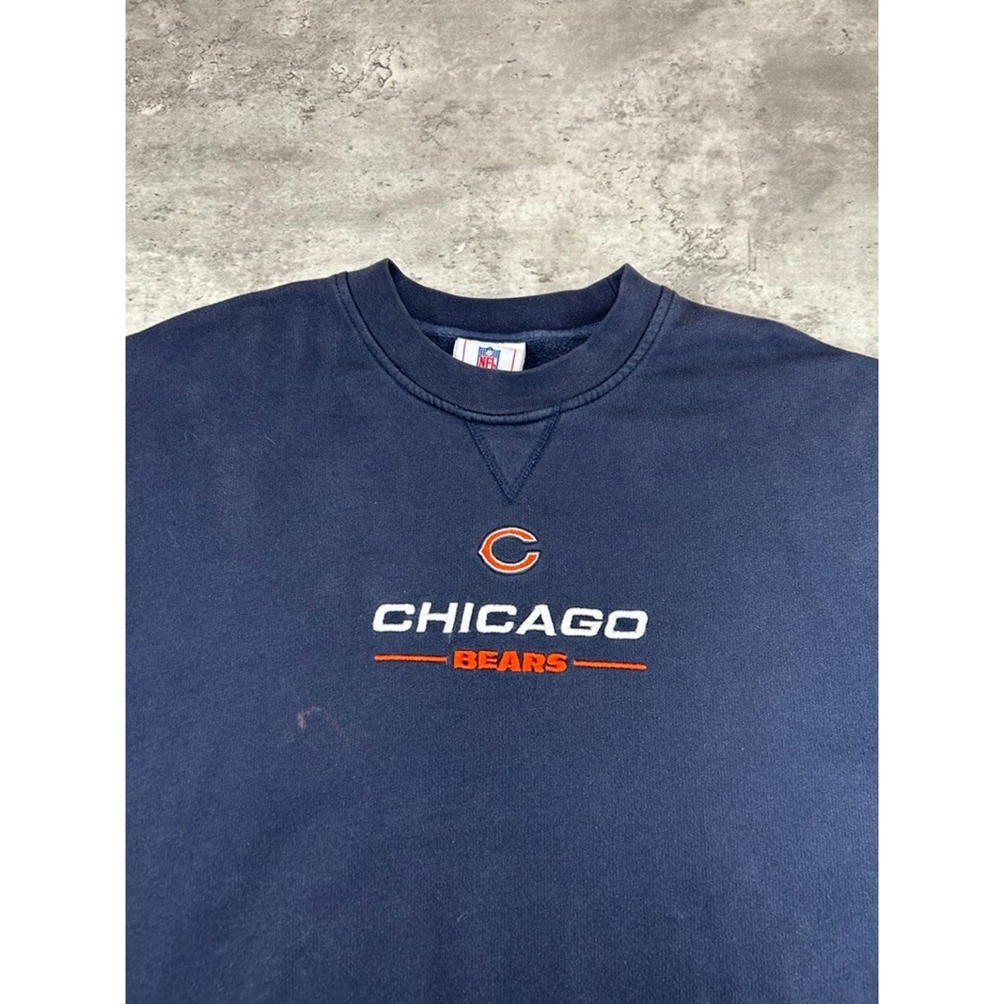 Vintage Chicago Bears NFL Embroidered Spellout Football Sweatshirt Size XL Blue