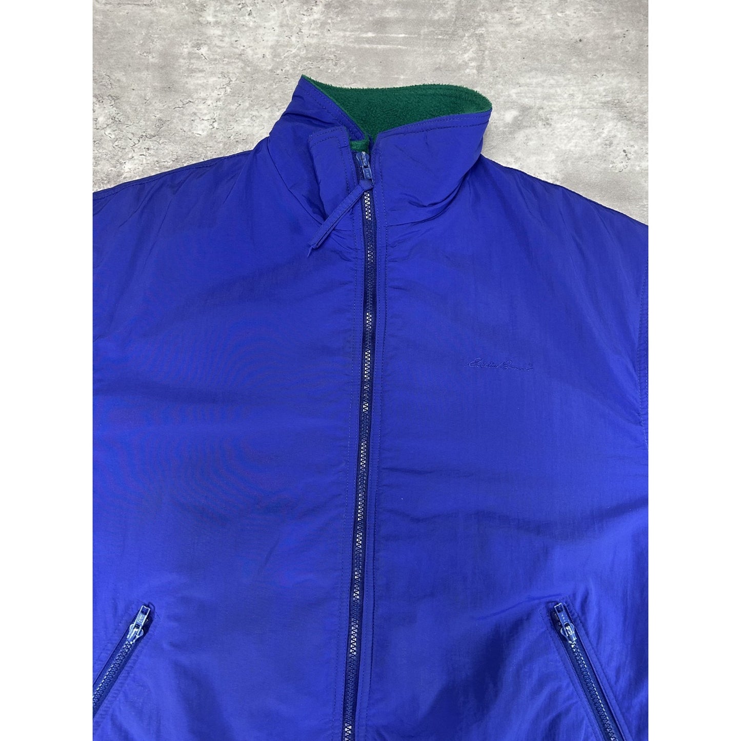 Vintage 90s Womens Eddie Bauer Fleece Lined Full Zip Nylon Bomber Jacket Size XL