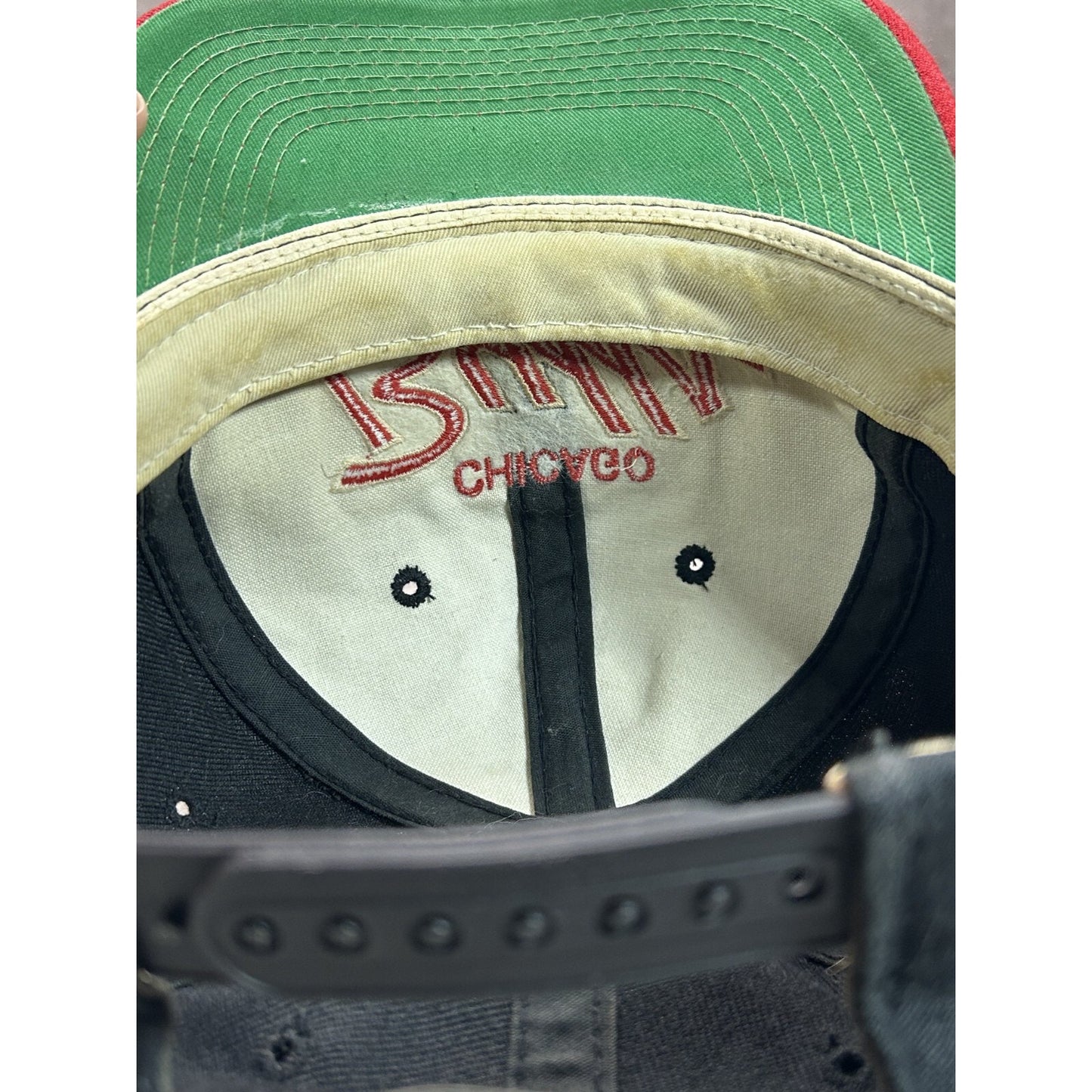 Vintage 90s Chicago Bulls NBA Sports Specialties Script Snapback Hat OSFA