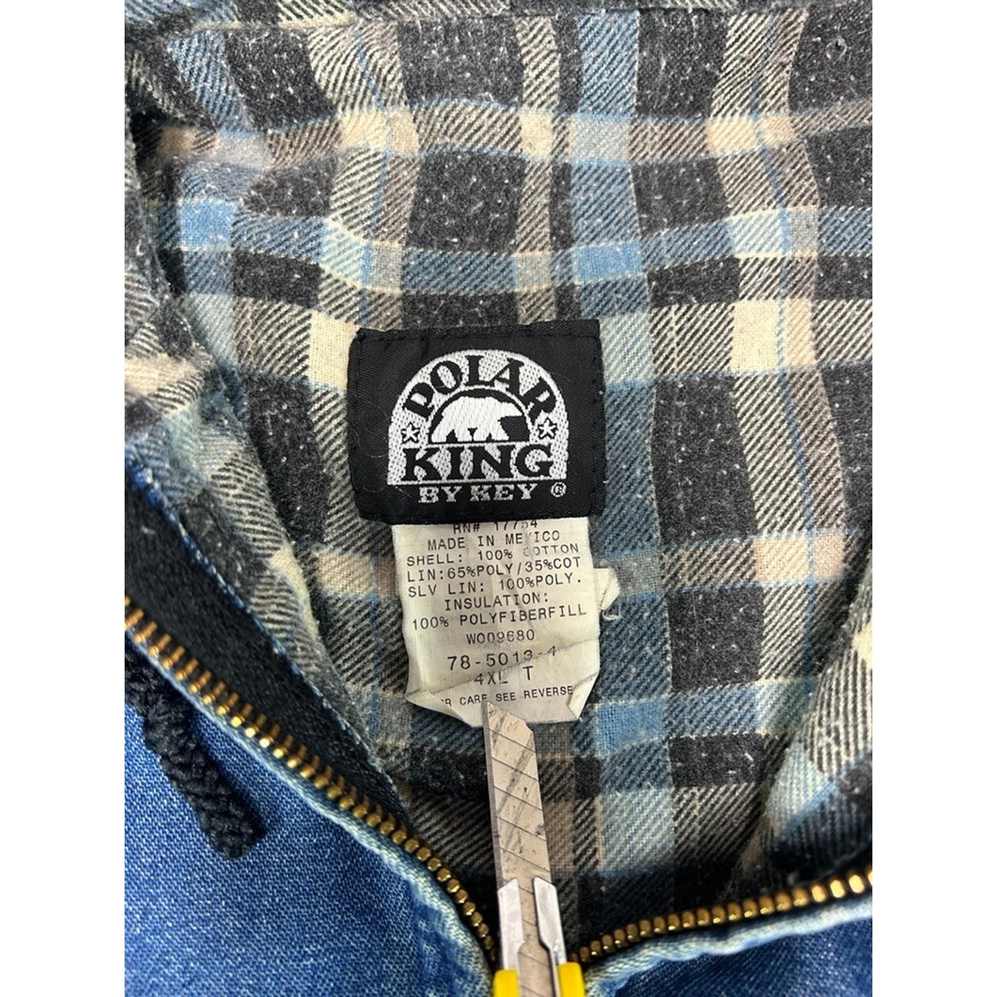 Vintage Polar King Plaid Lined Denim Canvas Workwear Active Jacket Size 4XLT