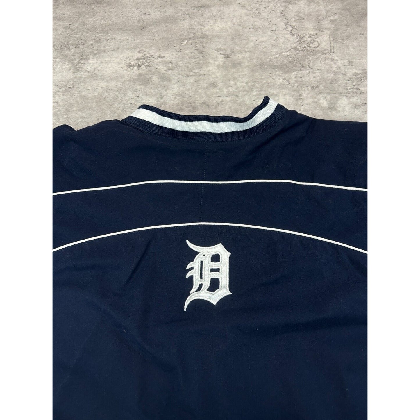 Detroit Tigers MLB Embroidered Spell Out Nylon Baseball Jacket Size Large