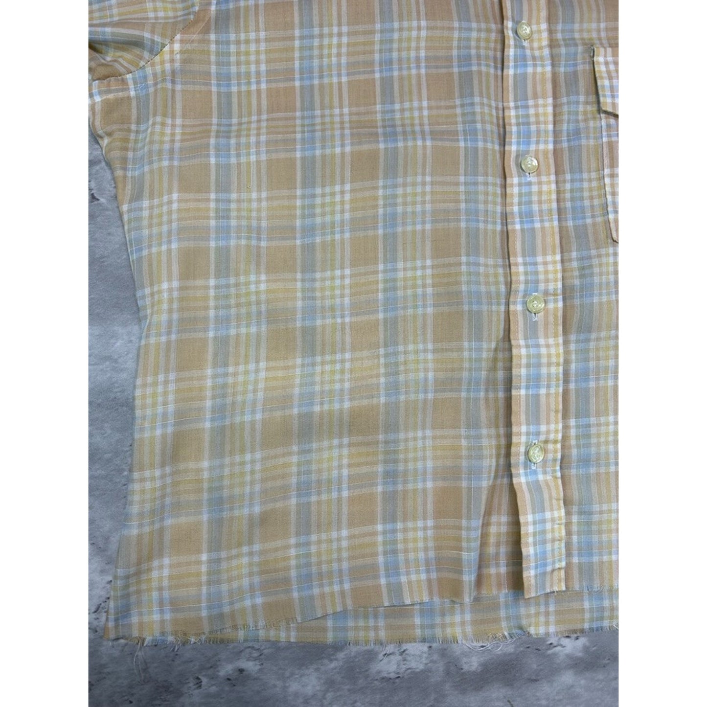 Vintage 90s Baracuta Single Pocket Plaid Reworked Cropped Button Up Shirt Sz Med