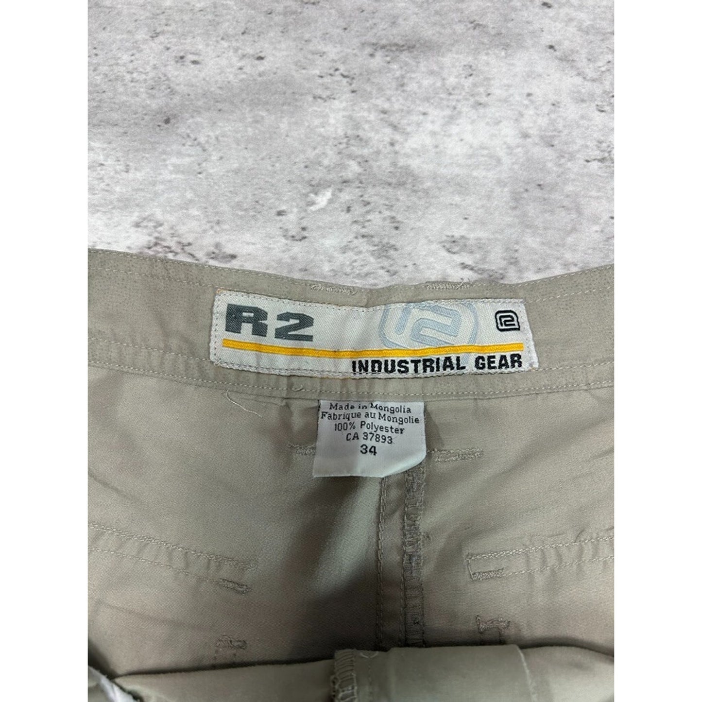 Vintage R2 Tactical Multi Pocket Nylon Cargo Shorts Size 34 Beige