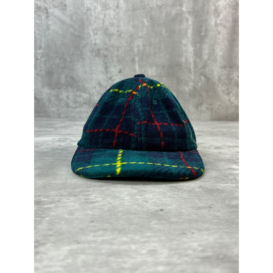 Vintage Plaid Print Fleece Strapback Hat OSFA