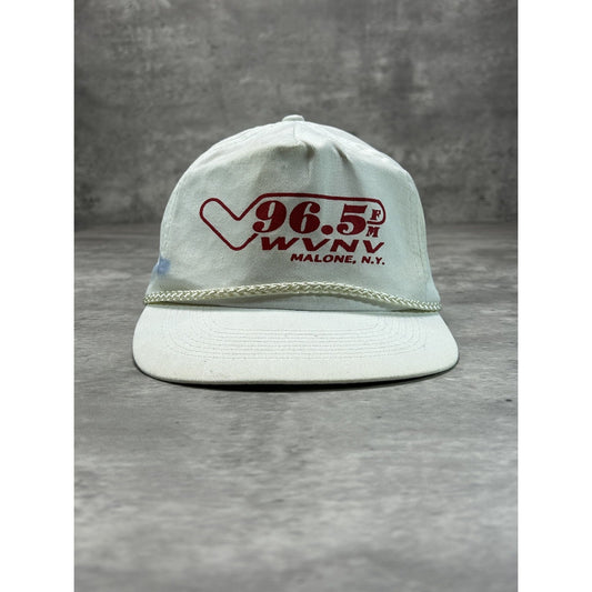 Vintage 90s 96.5 WVNV Radio Station Promo Graphic Snapback Hat OSFA White