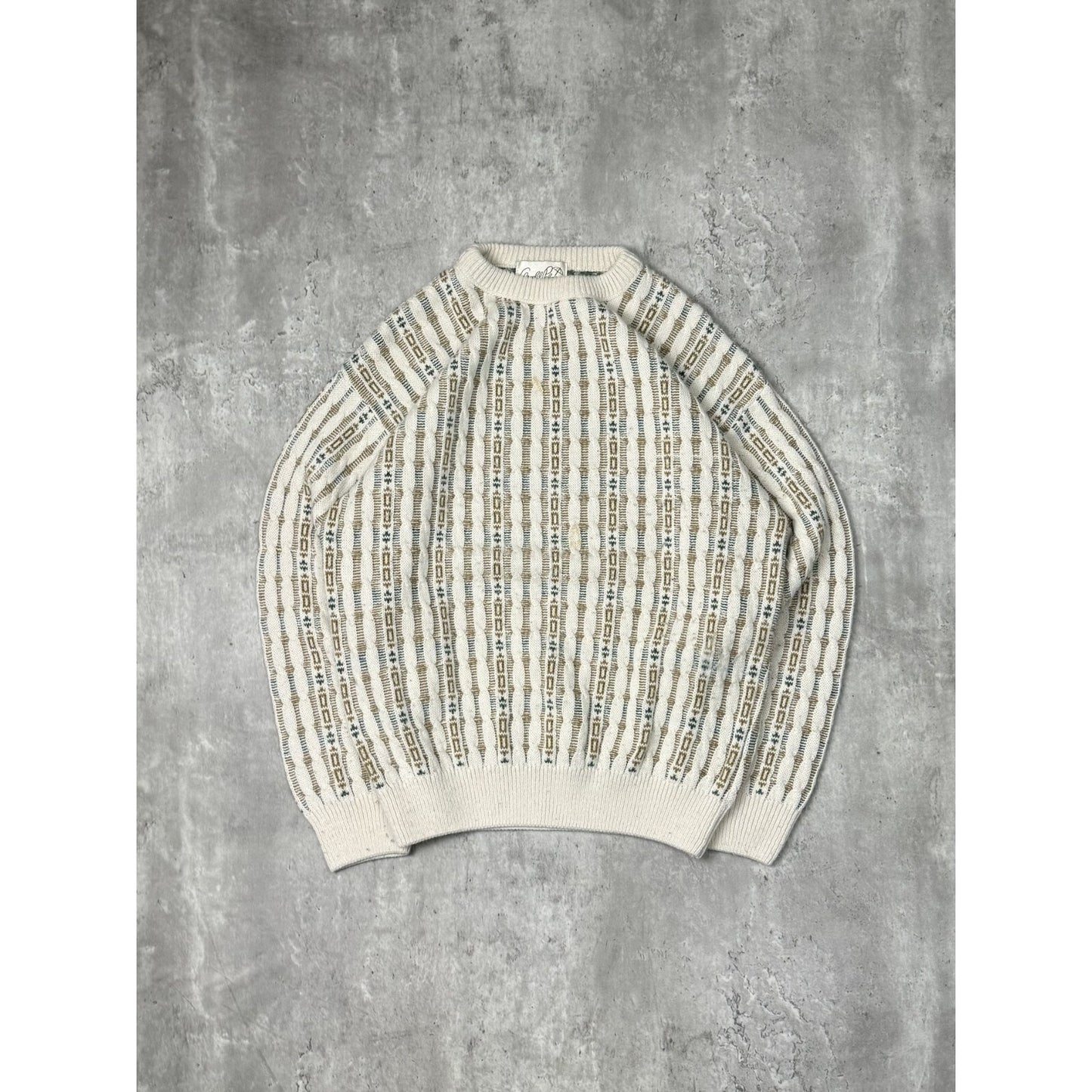Vintage 90s Arnold Palmer Abstract Striped Pullover Knit Sweater Size Large