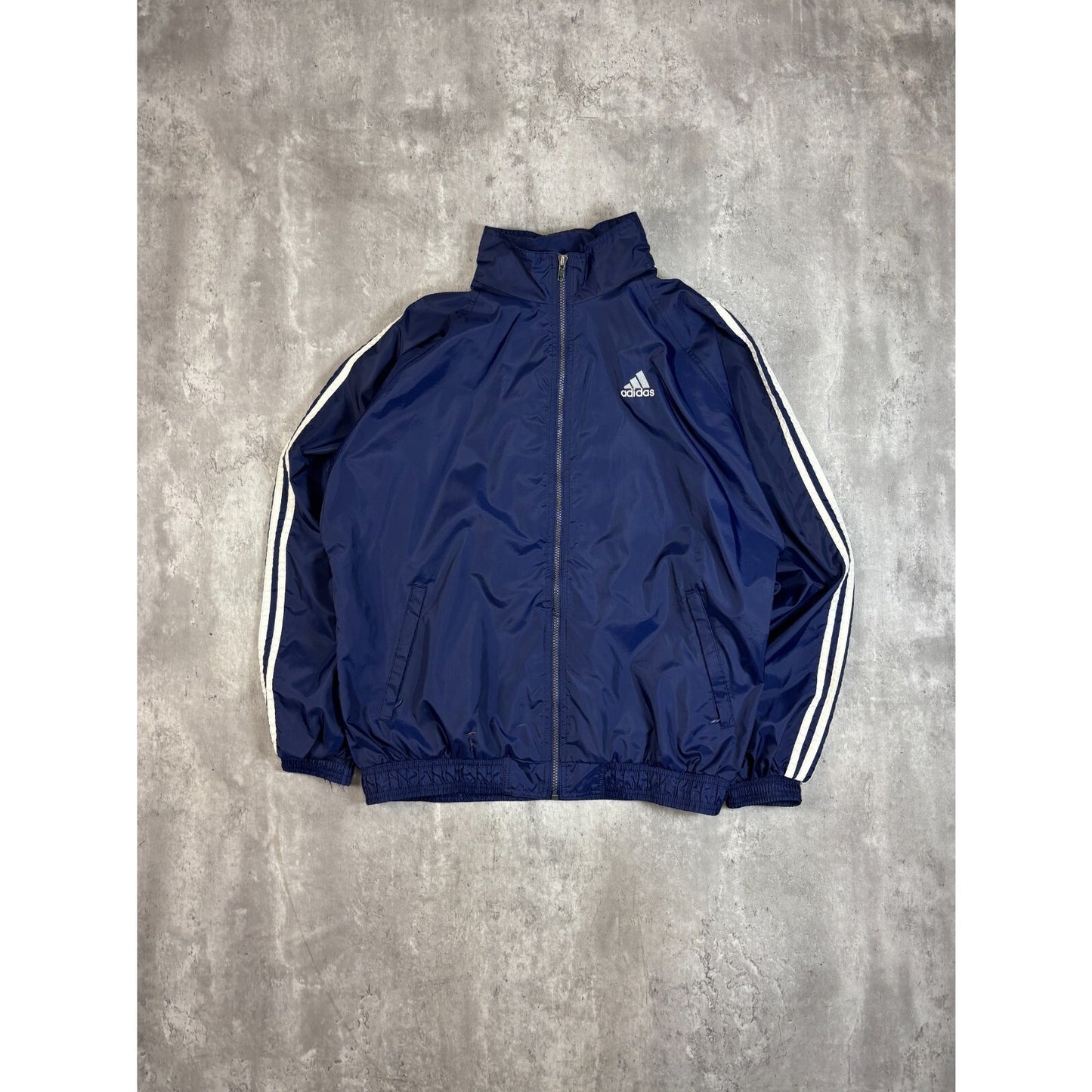 Vintage 90s Adidas Embroidered Logo Nylon Windbreaker Jacket Size Large Blue