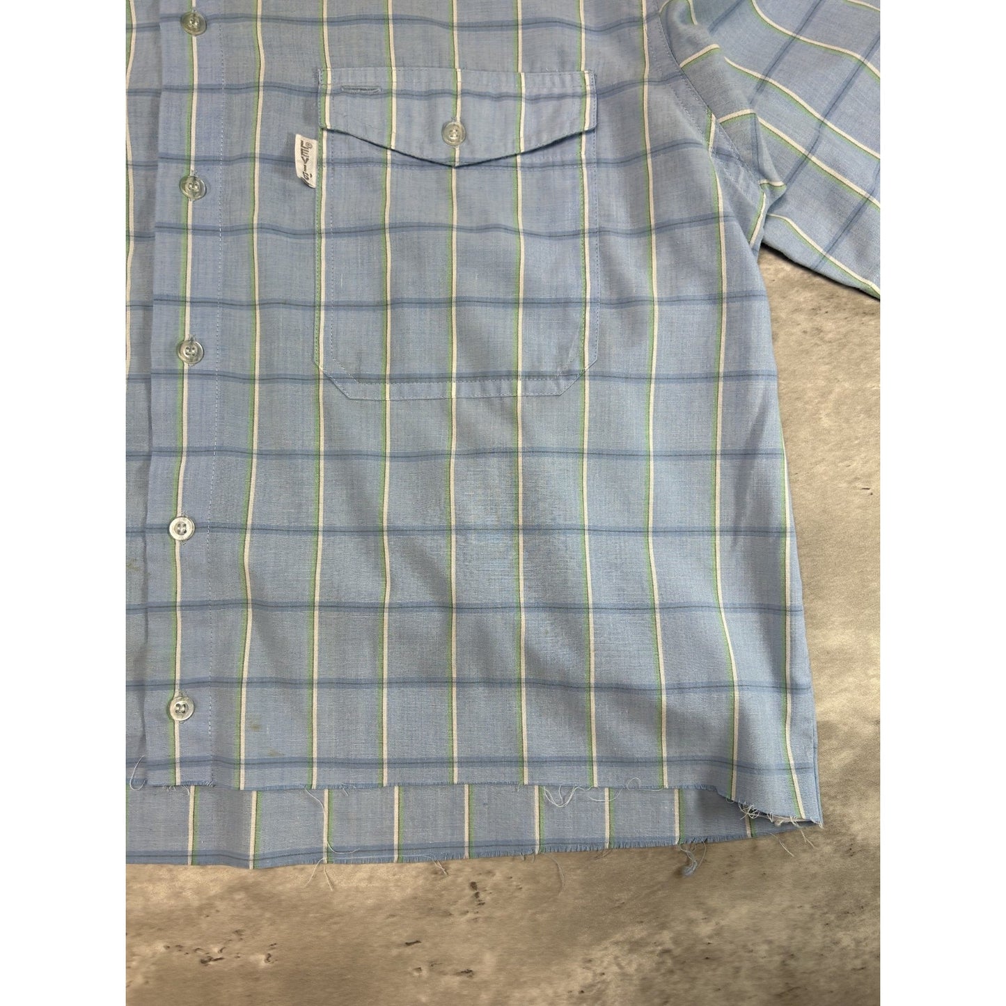 VTG 80s Levis Silver Label Checkered Reworked Cropped Button Up Shirt Sz Medium
