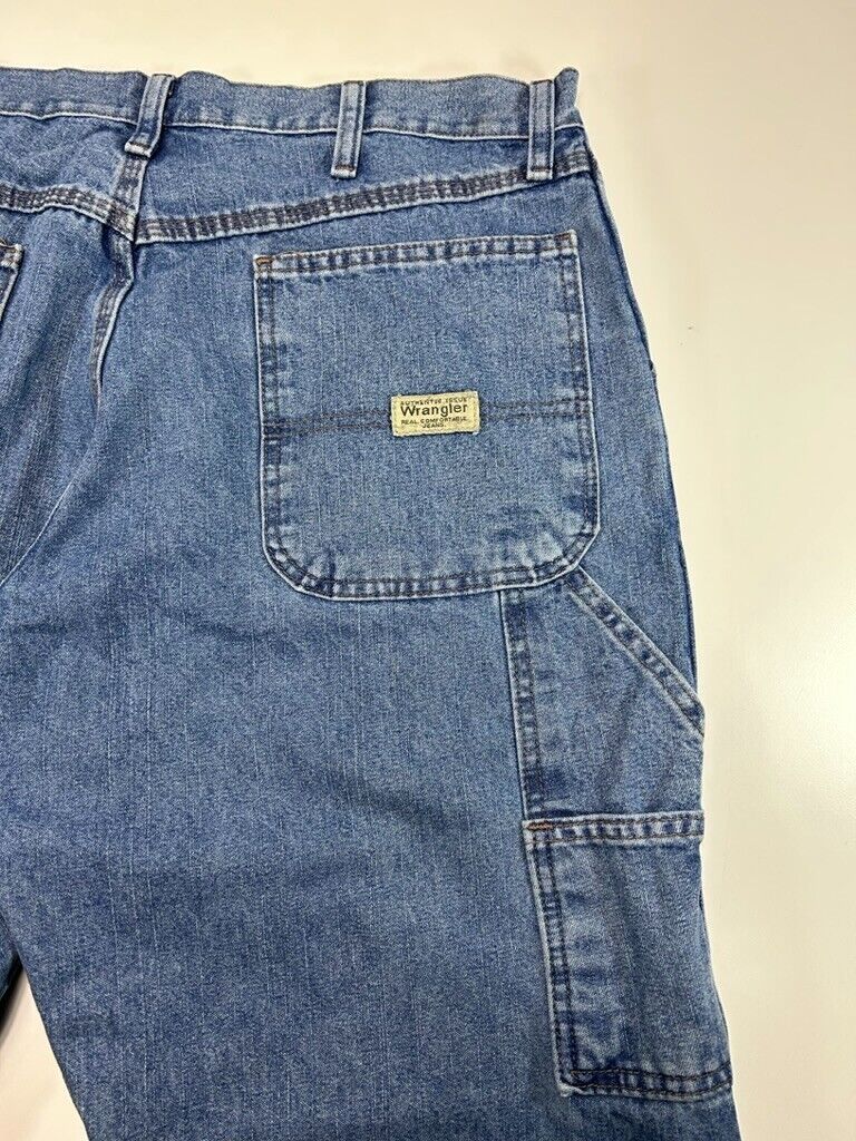 Vintage Wrangler Jeans Medium Wash Denim Workwear Carpenter Pants Size 35