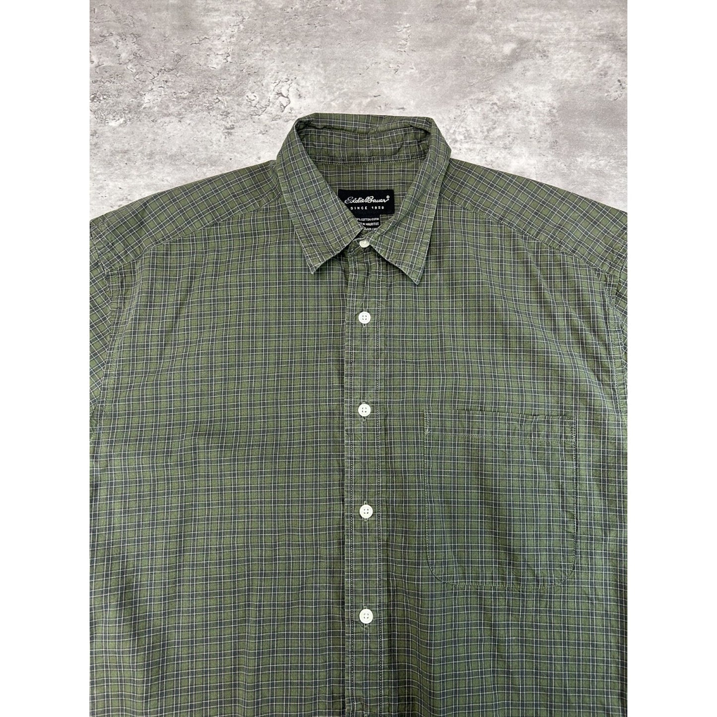 Vintage Eddie Bauer Plaid Print Short Sleeve Reworked Cropped Button Up Medium