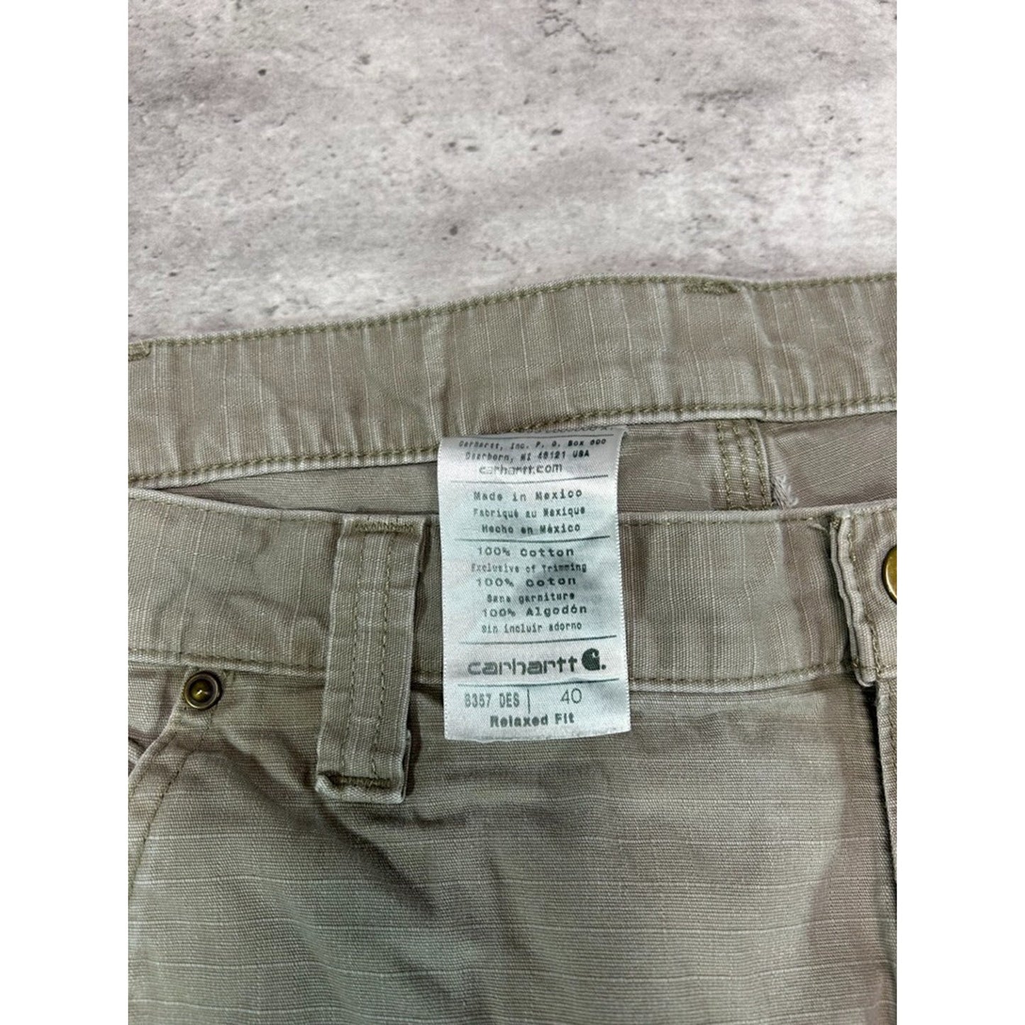 Vintage Carhartt Canvas Ripstop Workwear Cargo Shorts Size 40 Beige