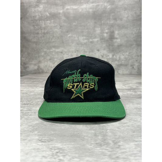 Vintage 90s Minnesota North Stars NHL Embroidered Spellout Snapback Hat OSFA