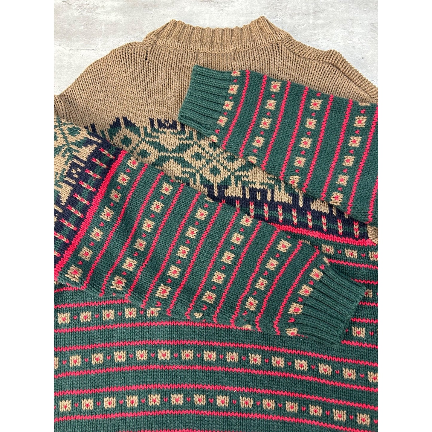 Vintage Eddie Bauer Snowflake Striped Print Pullover Knit Sweater Size Large