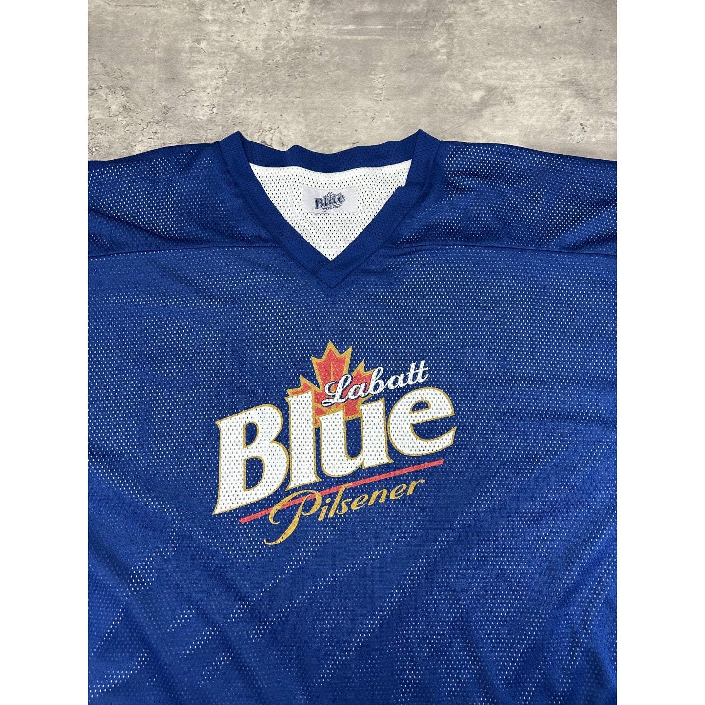 Vintage 90s Labatt Blue Pilsner Beer Promo Reversible Hockey Jersey Size Large