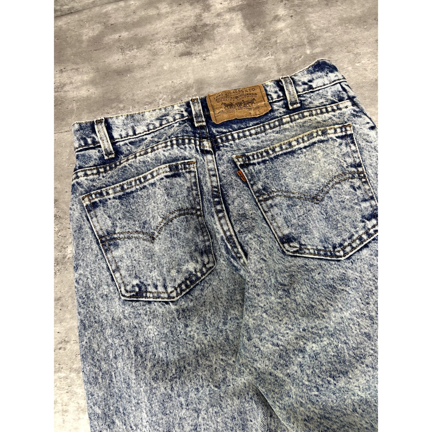Vintage 80s/90s Levis Orange Tab Acid Wash Slim Fit Denim Pants Size 30W Blue