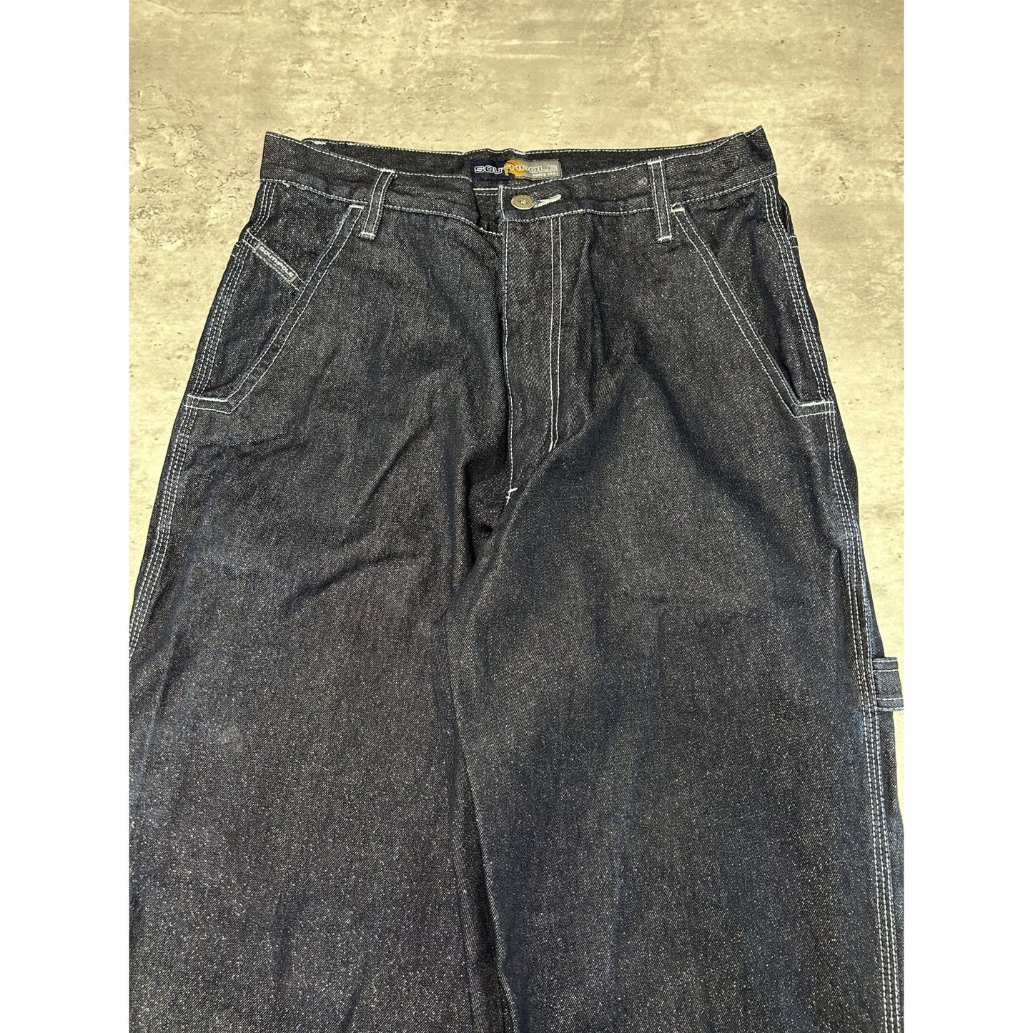 Vintage Y2K Southpole Dark Wash Sparkle Denim Workwear Style Carpenter Pants 31