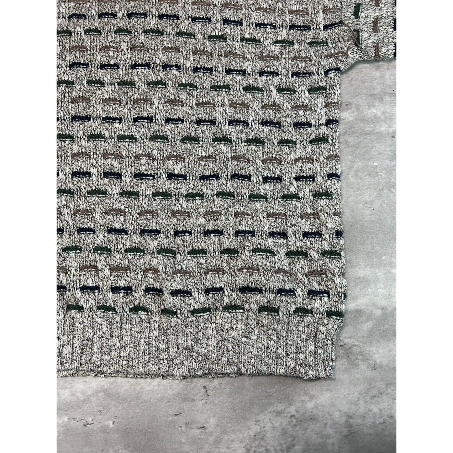 Vintage Timber Trail Abstract Print 1/4 Pull Over Ribbed Knit Sweater Size XL