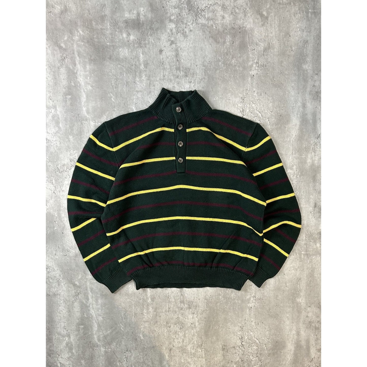 Vintage 90s Polo Ralph Lauren Striped 1/4 Button Pullover Knit Sweater Size XL