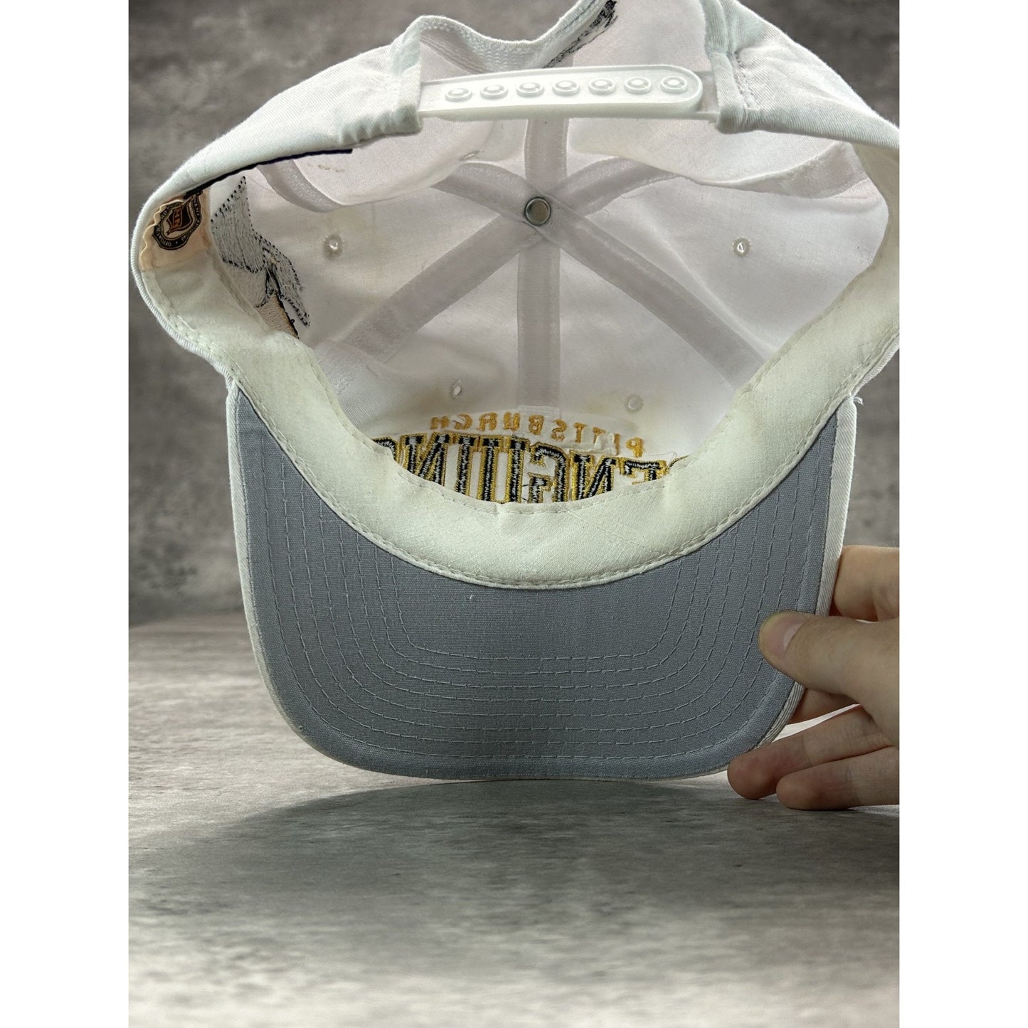 Vintage 90s Pittsburgh Penguins NHL Starter Arc Spellout Snapback Hat OSFA