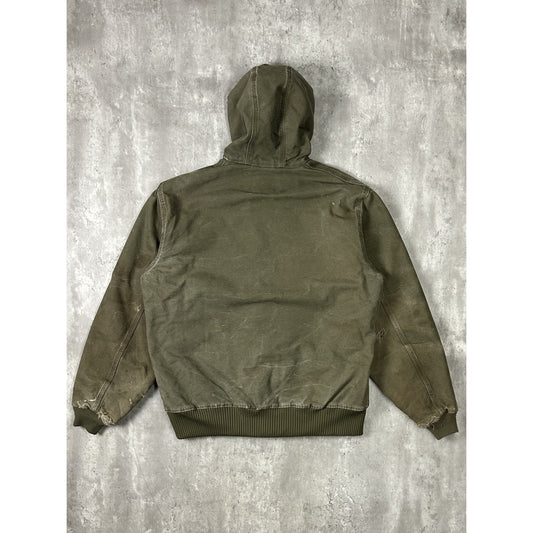 Vintage Carhartt Insulated Canvas Workwear Hooded Active Jacket Size Large Tall