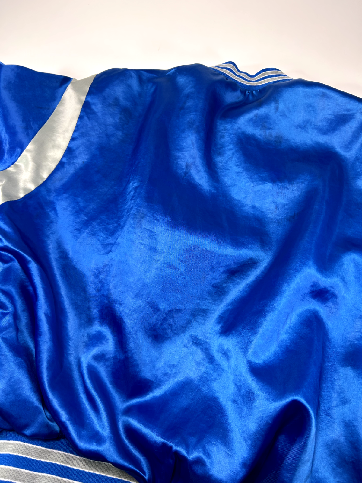 Vintage 80s Detroit Lions NFL Satin Varsity Bomber Football Jacket Size Large