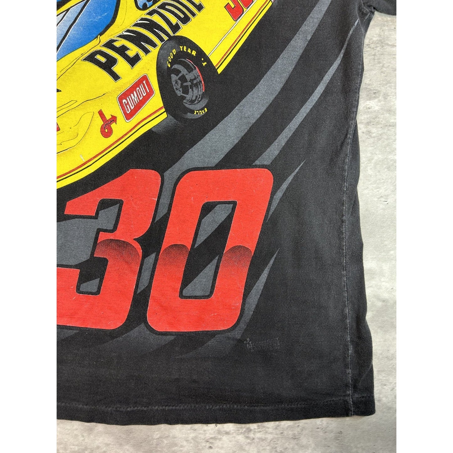 VTG 90s Johnny Benson #30 Pennzoil Racing Nascar All Over Print T-Shirt Size XL