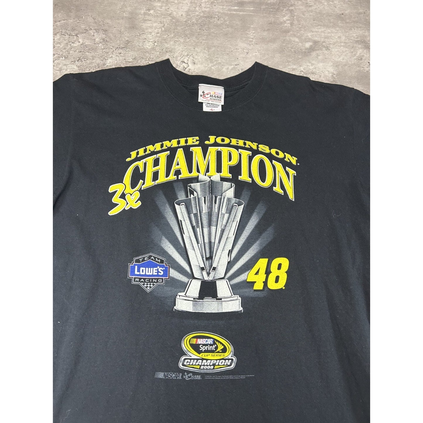 Jimmie Johnson #48 Nascar Three Time Sprint Cup Champion T-Shirt Size Large