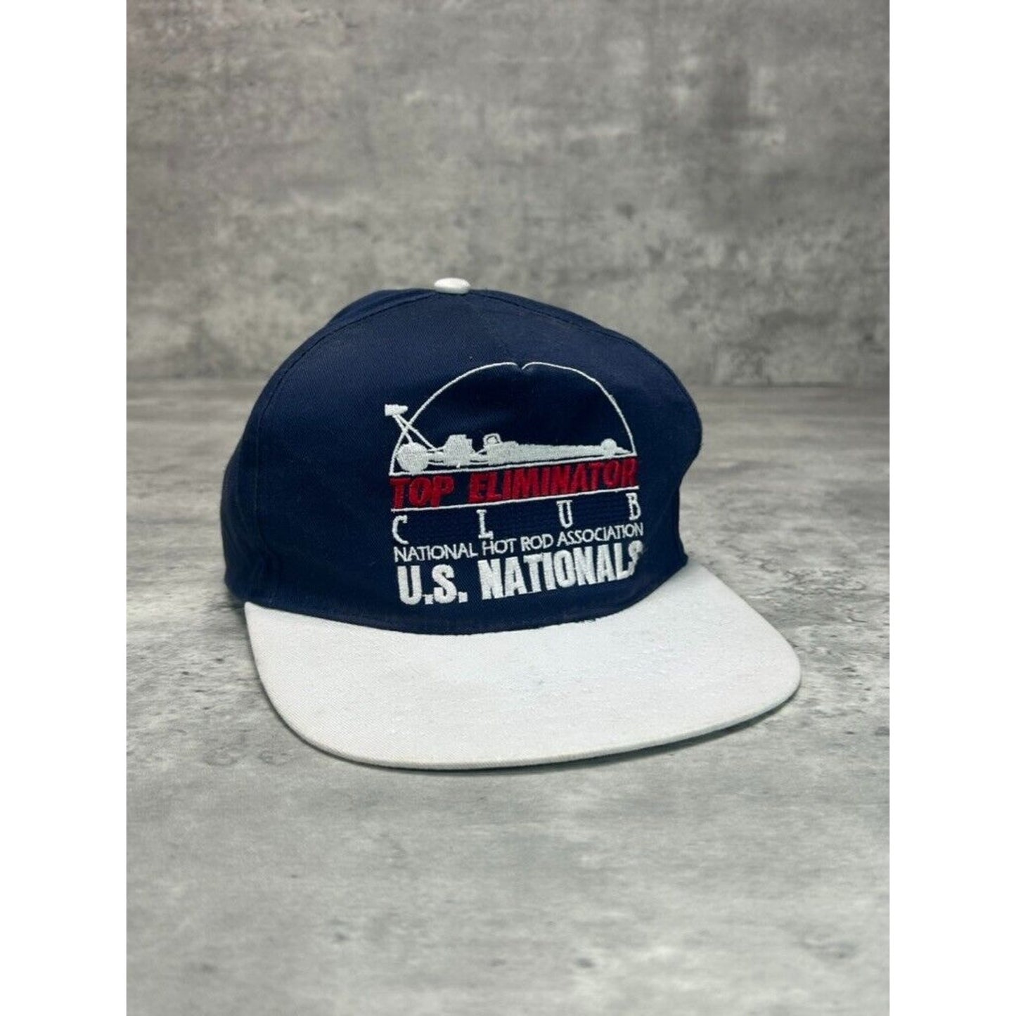 Vintage 90s NHRA Racing U.S. Nationals Embroidered Spell Out Snapback Hat OSFA