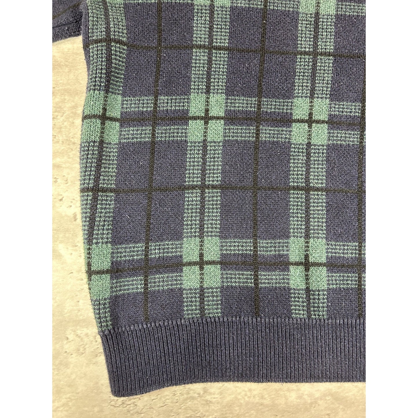 Vintage 90s Jos. A. Bank Plaid Print Pullover Ribbed Knit Sweater Size Large