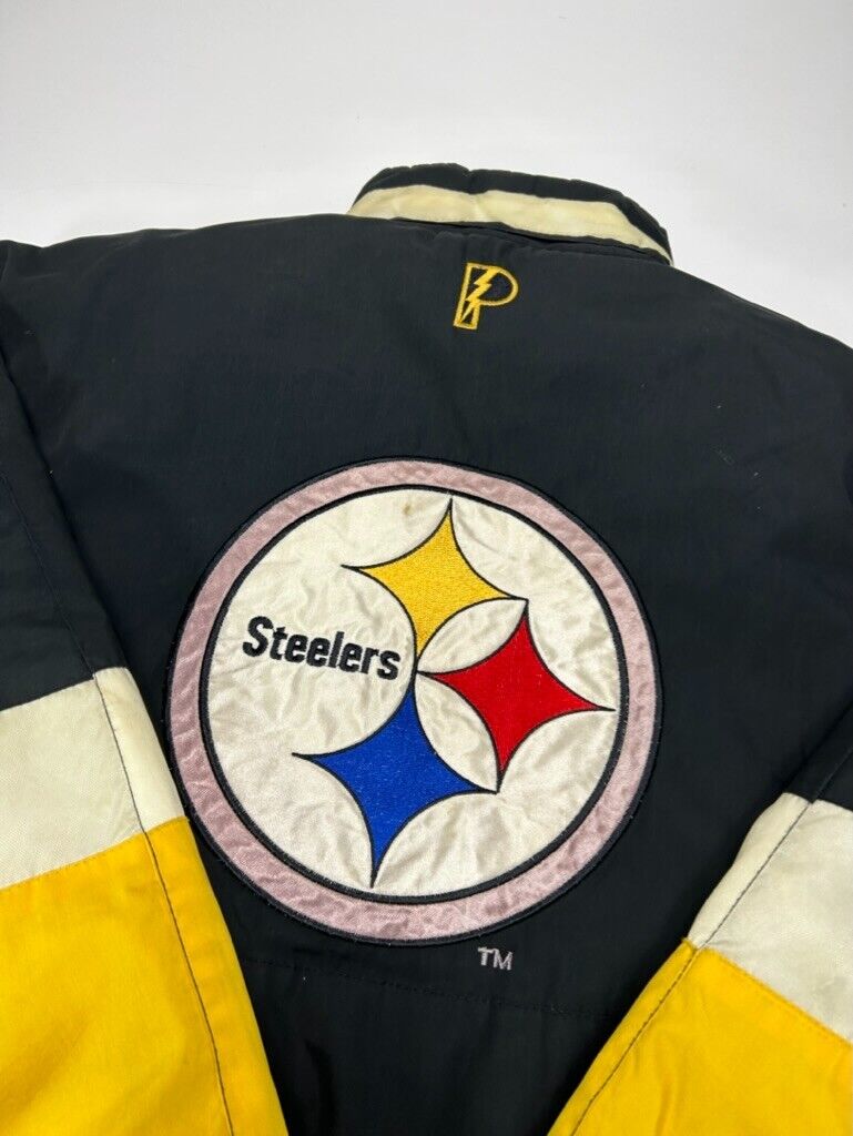 Vintage 90s Pittsburgh Steelers NFL Reversible Pro Player Jacket Size Large
