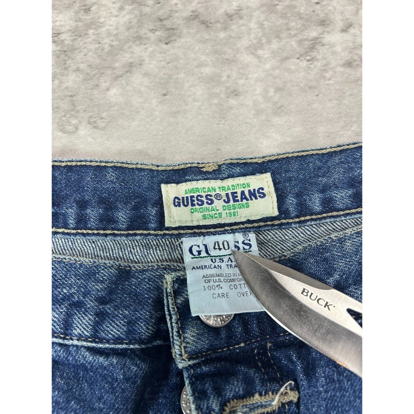 Vintage 90s Guess Jeans Dark Wash Denim Pants Size 40 Blue