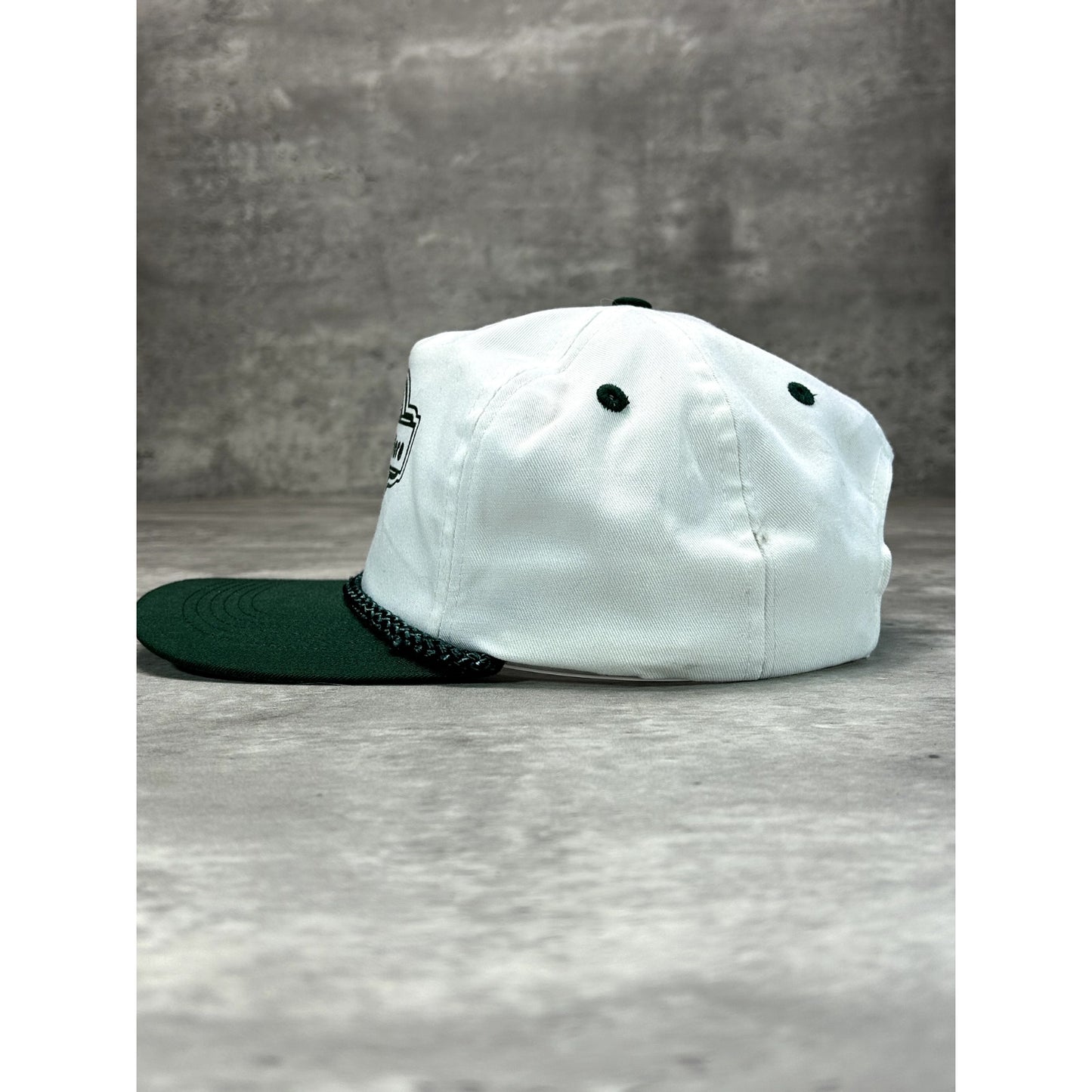 Vintage 90s The Car Store Graphic Spellout Snapback Hat OSFA White/Green