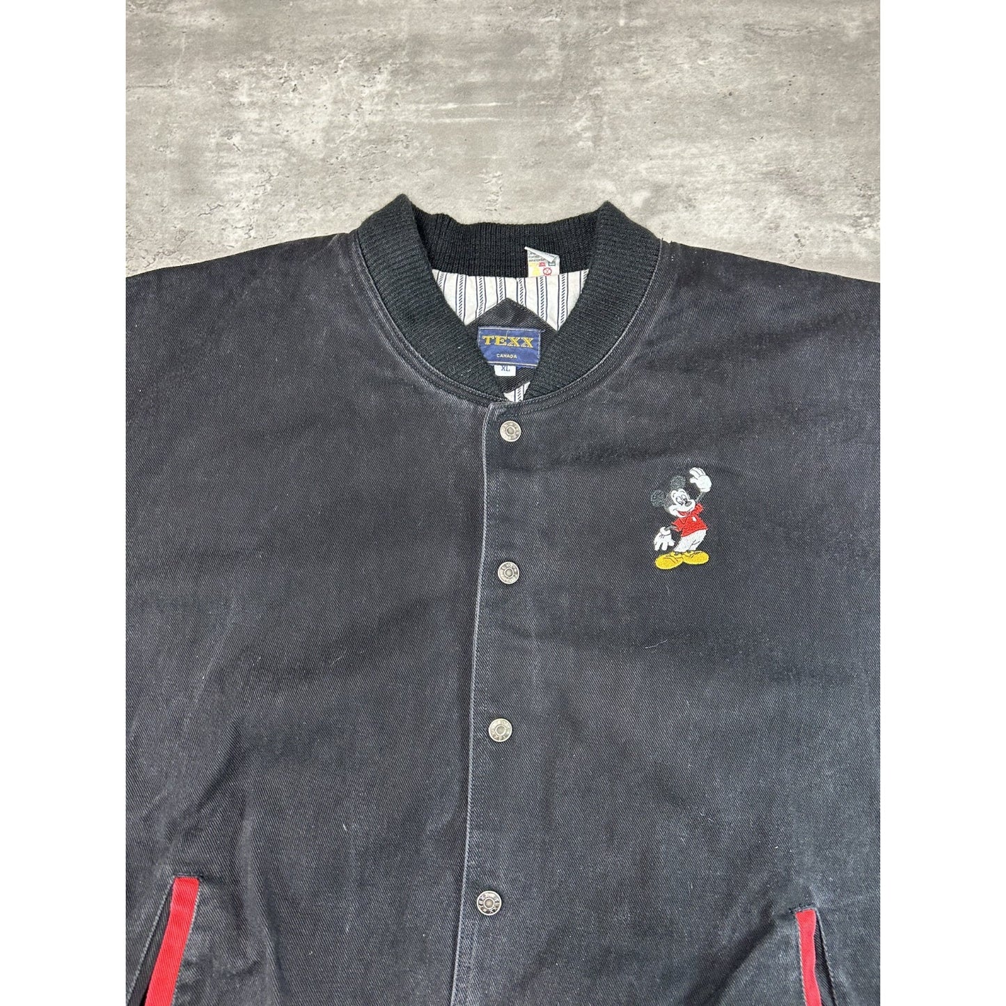 Vintage 90s Disney Mickey Mouse Embroidered Bomber Varsity Jacket Size XL