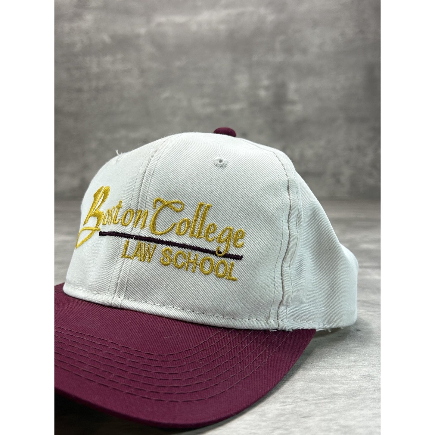 VTG 90s Boston College Law School NCAA Embroidered Spellout Snapback Hat OSFA