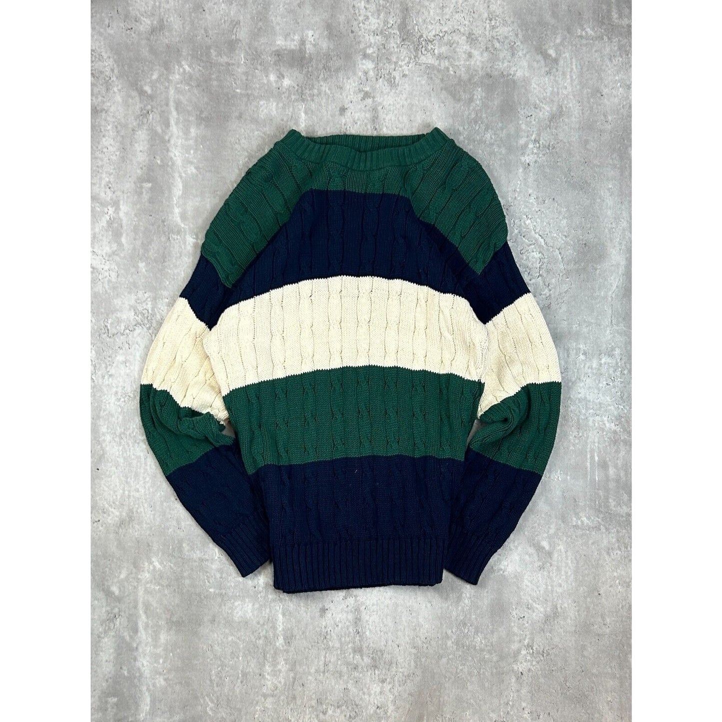 Vintage 90s Susquehanna Trail Outfitters Striped Ribbed Knit Sweater Size Medium