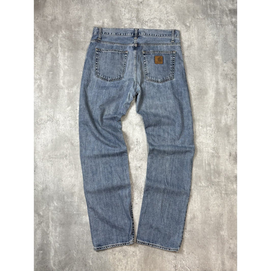 Vintage Carhartt WIP Light Wash Denim Workwear Pants Size 35 Blue