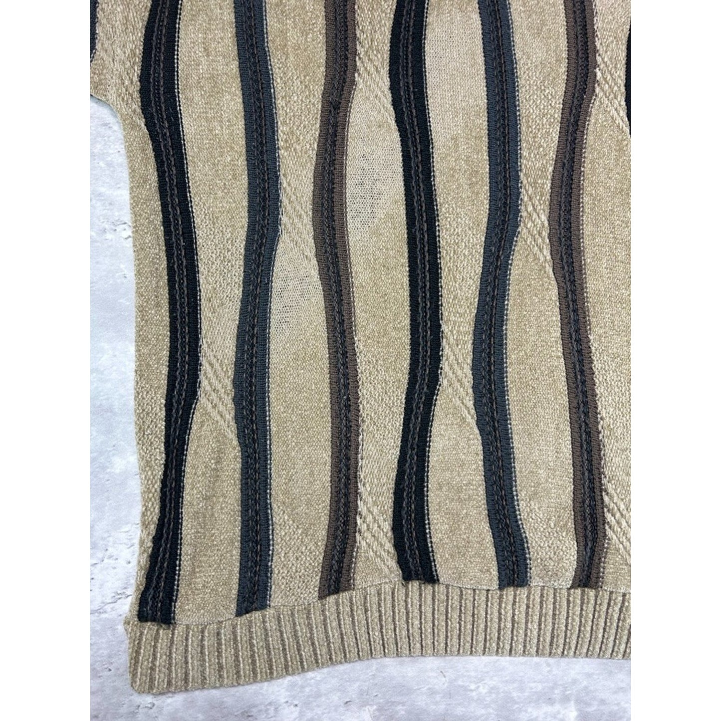 Vintage Protege Abstract Striped Earth Tones Pullover Ribbed Sweater Size Large