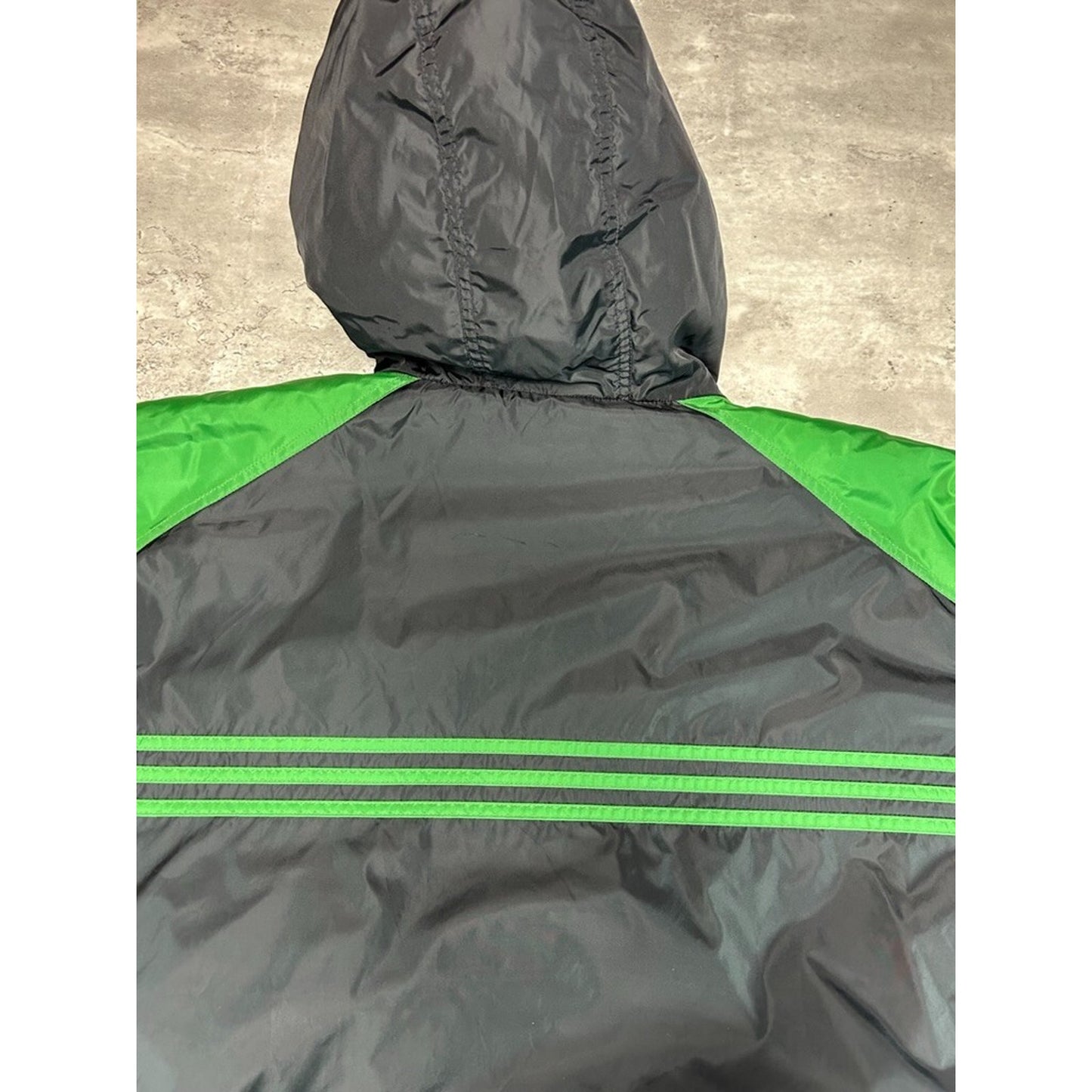 Vintage 90s Adidas Nylon Reversible Embroidered Logo Hooded Jacket Size XL