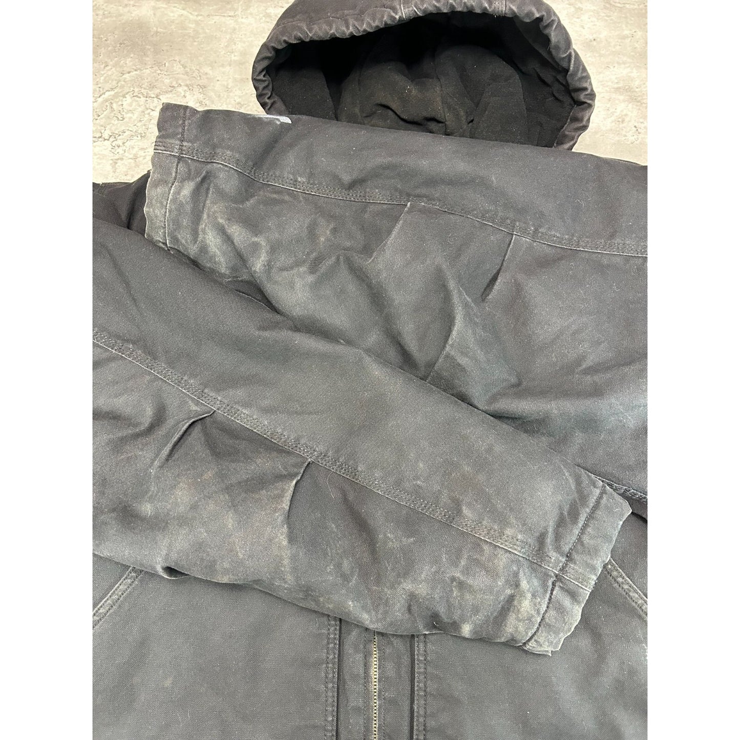 Vintage Walls Canvas Insulated Workwear Hooded Bomber Jacket Size XXXL Black